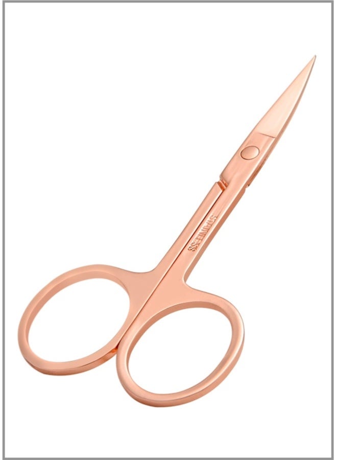 Stainless Steel Brow/Nose Hair Scissors with Type A Point Tips - 2.0mm Rose Gold Type A (Blister Card Packaging) - Image 1